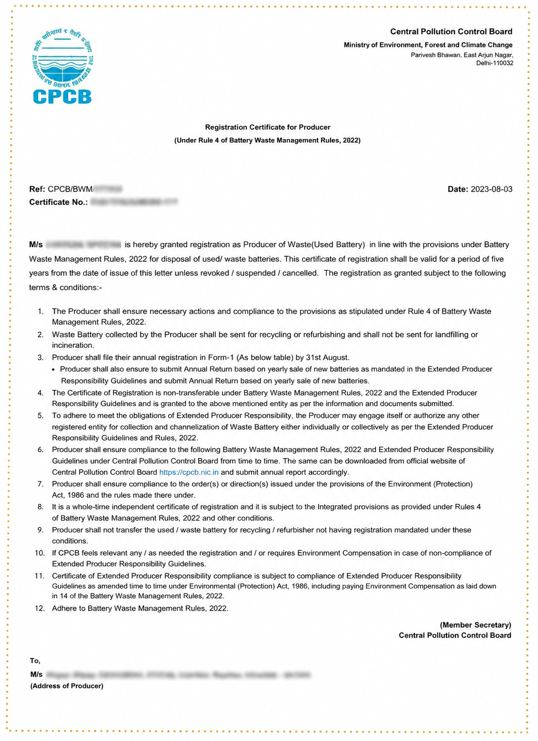 Battery Waste EPR Compliance